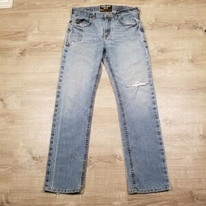 Ariat Rebar M5 Slim Straight Leg Jeans Mens 33x34 Blue Light Wash Work Denim